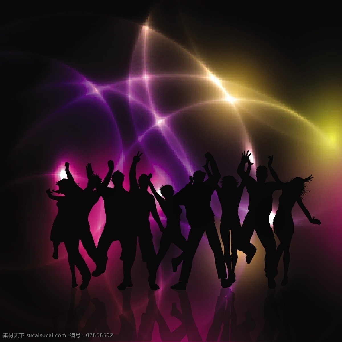 党人 silhouetes 背景 音乐 人 党的人 舞蹈的剪影 朋友 庆典 迪斯科 男孩 音乐会 人群 组 音乐背景 人物剪影 插图 跳舞 女人剪影 黑色
