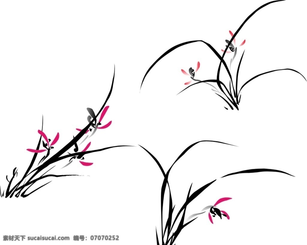 兰花 兰花矢量图 梅兰竹菊 中国风 简单兰花 其他素材 底纹边框 花类