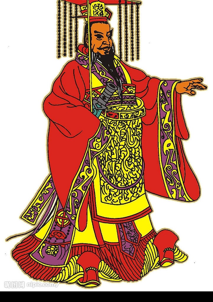 秦始皇 皇帝 君王 填色 彩色 佩剑 适量 矢量人物 其他人物 矢量图库