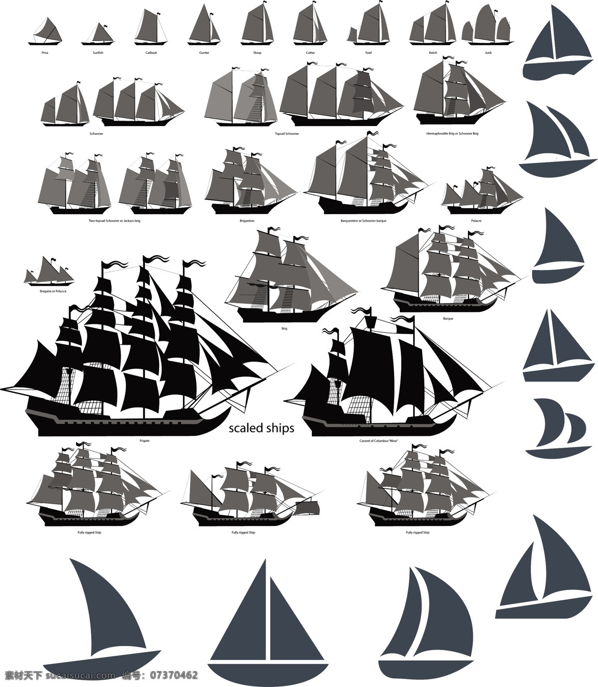 帆船剪影 帆船 小船 手绘 剪影 航海 交通工具 现代科技 矢量