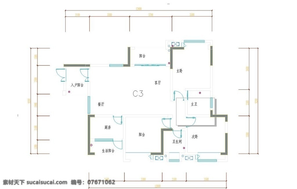 户型图 线条 cad 户型 黑白线条