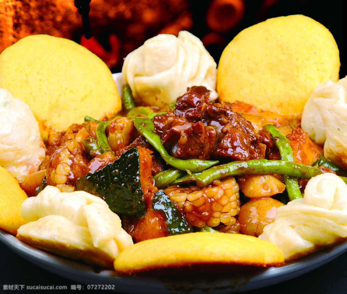 土豆 排骨 玉米 豆角 农家菜 铁锅炖菜 东北乱炖 农家一锅出 餐饮美食 传统美食