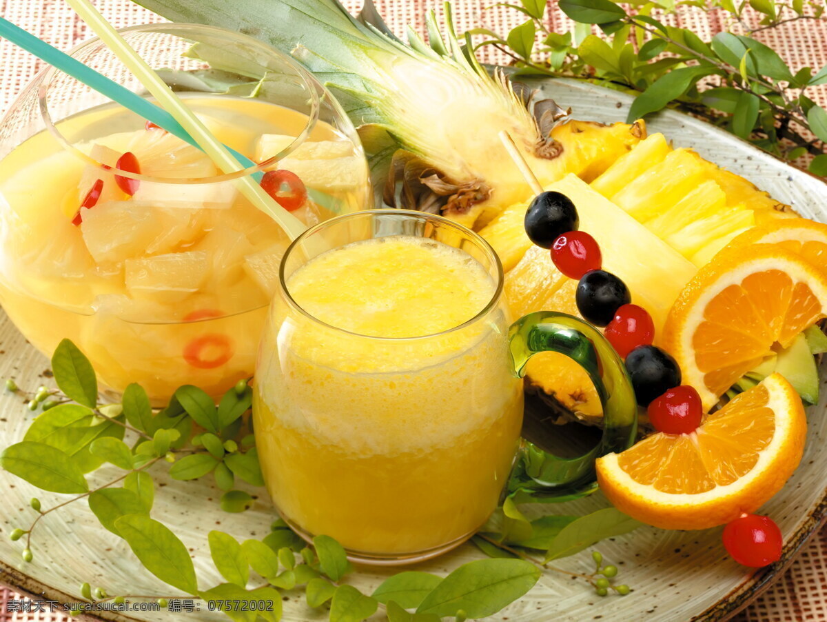 热带水果果汁 美味 菠萝 热带 水果 果汁 新鲜 鲜榨 餐饮美食 饮料酒水