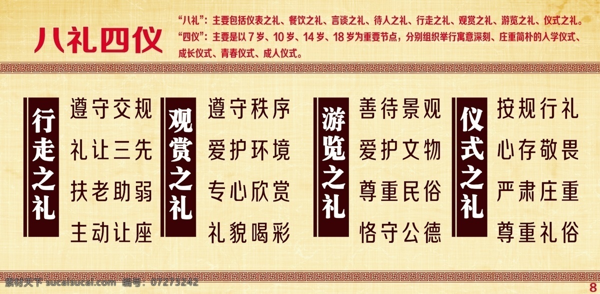 八礼四仪 核心价值观 校园文化 中学生守则 文明 标语 分成 分层