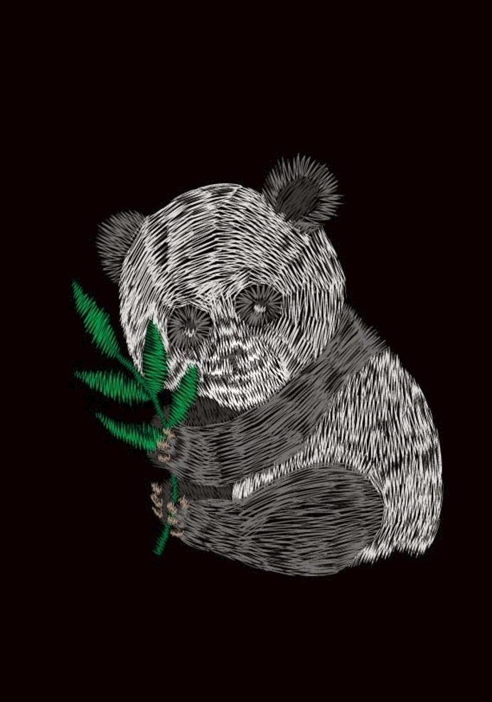 熊猫 绣花 服装图案 t恤 卫衣 汉服 图案