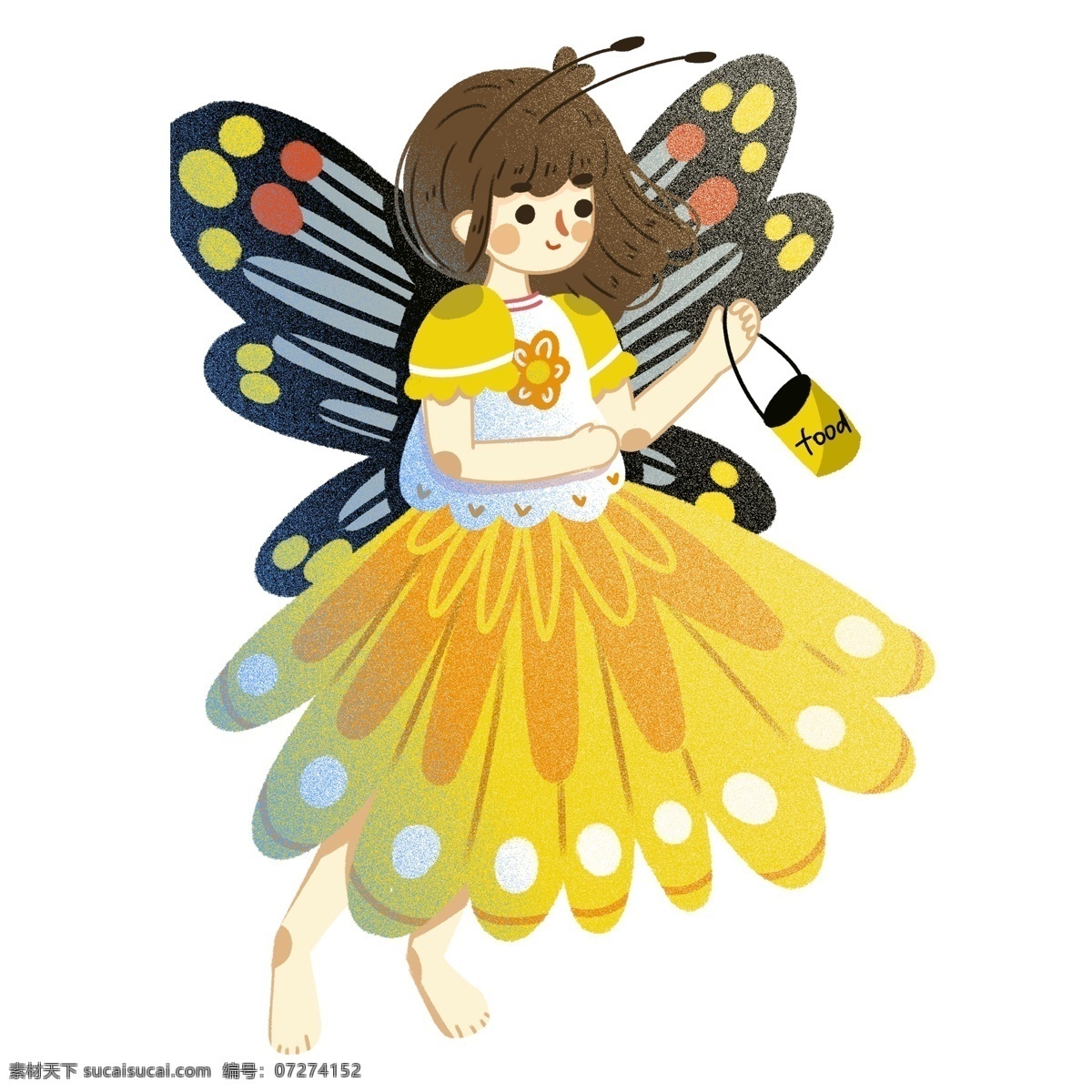 彩绘 可爱 采 花蜜 勤劳 小 蜜蜂 女孩 卡通 儿童 人物 翅膀 小蜜蜂 采蜜 创意设计