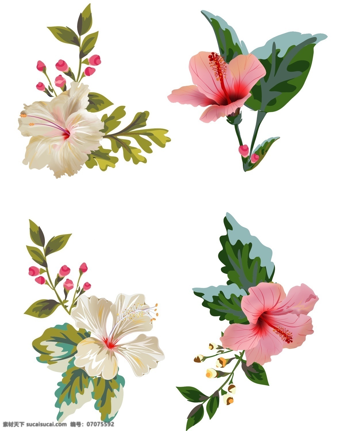小 清新 甜美 手绘 花卉 印花 矢量图 小清新 唯美 夏季 通用 花 矢量