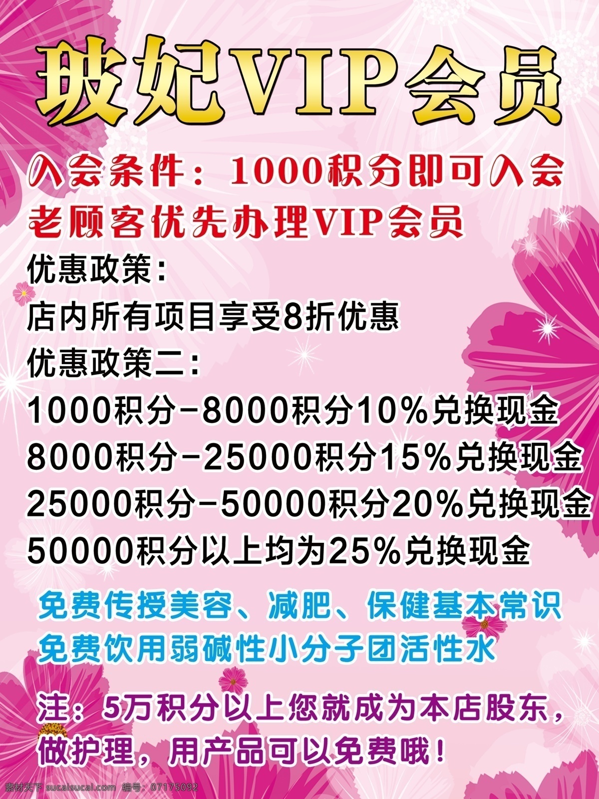 会员展板 美容院会员 粉色背景 海报 会员规则 细则 分层