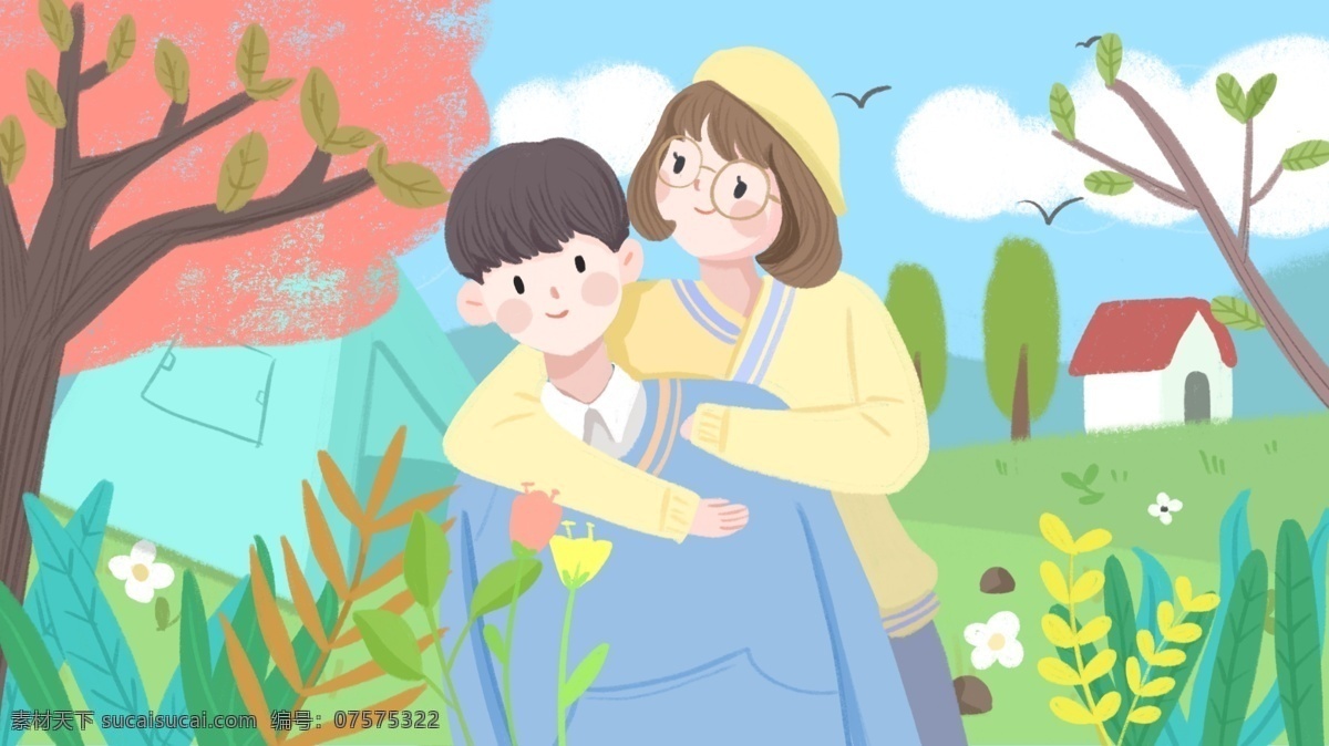 卡通 可爱 情侣 日常 郊游 小 清新 插画 卡通可爱 小清新 植物 野餐 卡通人物 情侣日常