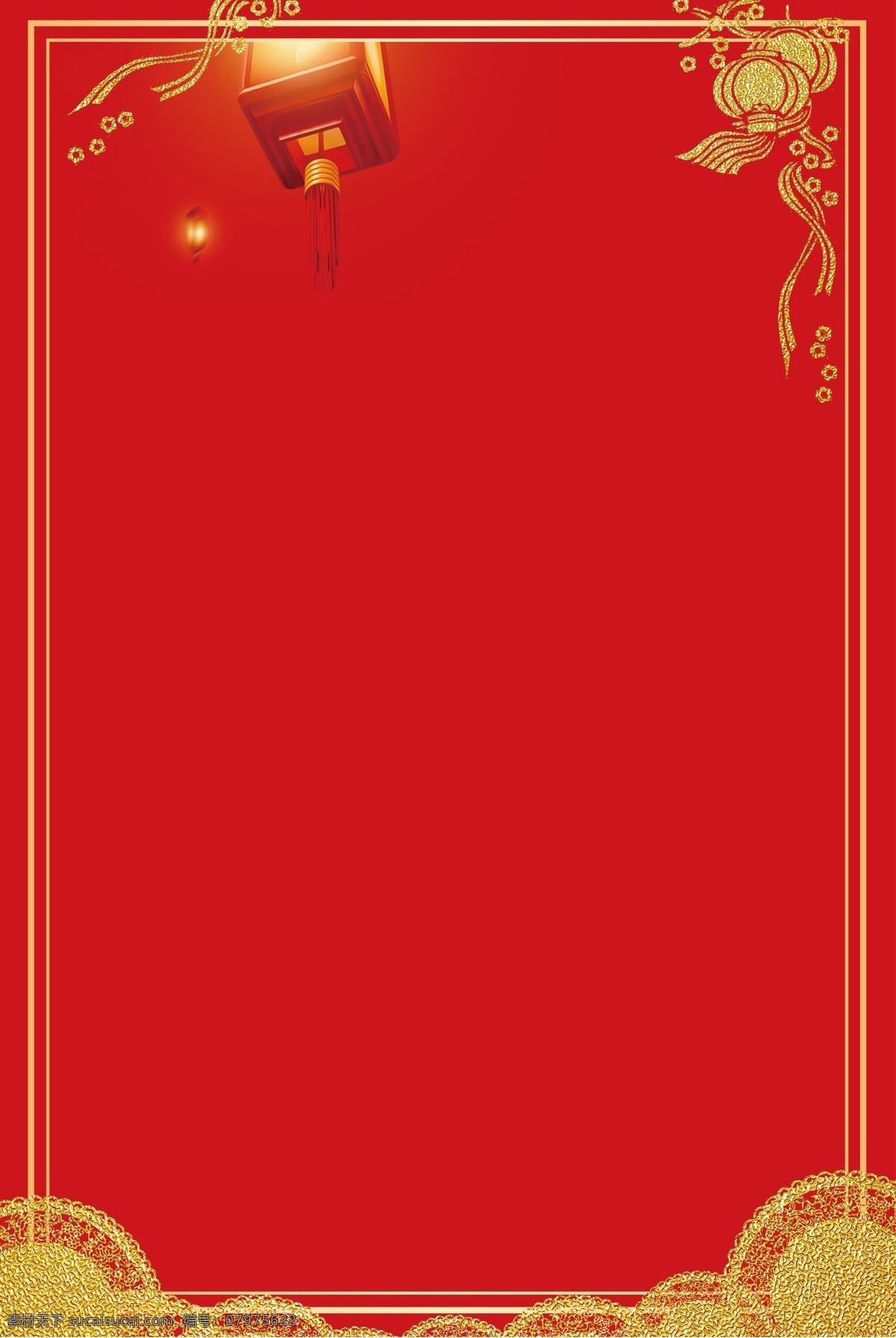 2018 狗年 红色 新年 店 招 金色 边框 海报 灯笼 狗年吉祥 海报背景 简约 节目单 金色边框 新年店招 中国风