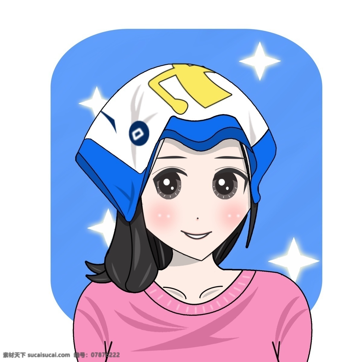 卡通 手绘 头巾 少女 漫画