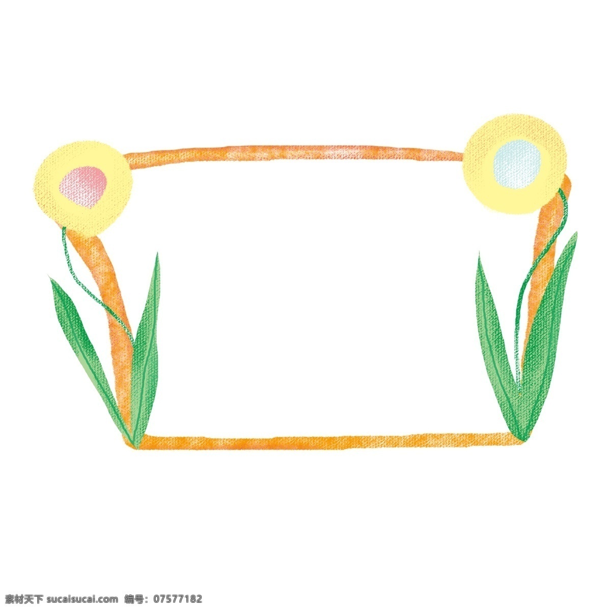 春夏 花朵 边框 绿色 粉嫩 蓝色 橙色 云朵 春天 夏天 花边 框架 装饰 实用 可爱 温暖 生机 活力 植物 花朵边框