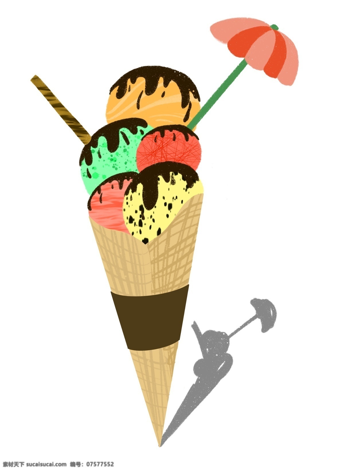 冰淇淋 夏季 手绘 冰糕 夏季主题 手绘风格 装饰插图 夏季冰凉 甜筒 甜点 装饰小图 插图