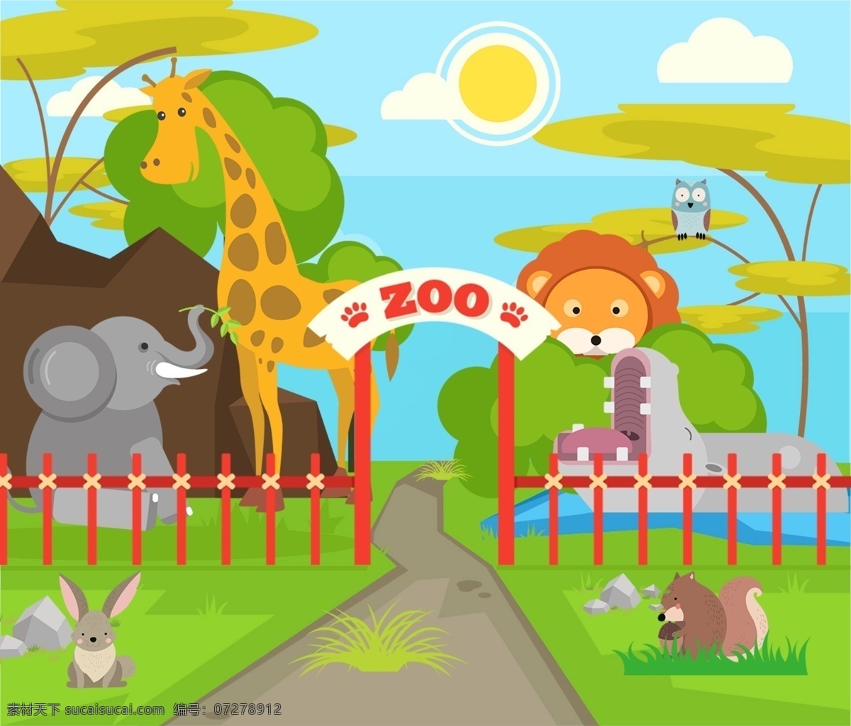 儿童动物园 儿童 游玩 参观 动物园 九月开学季 动漫动画