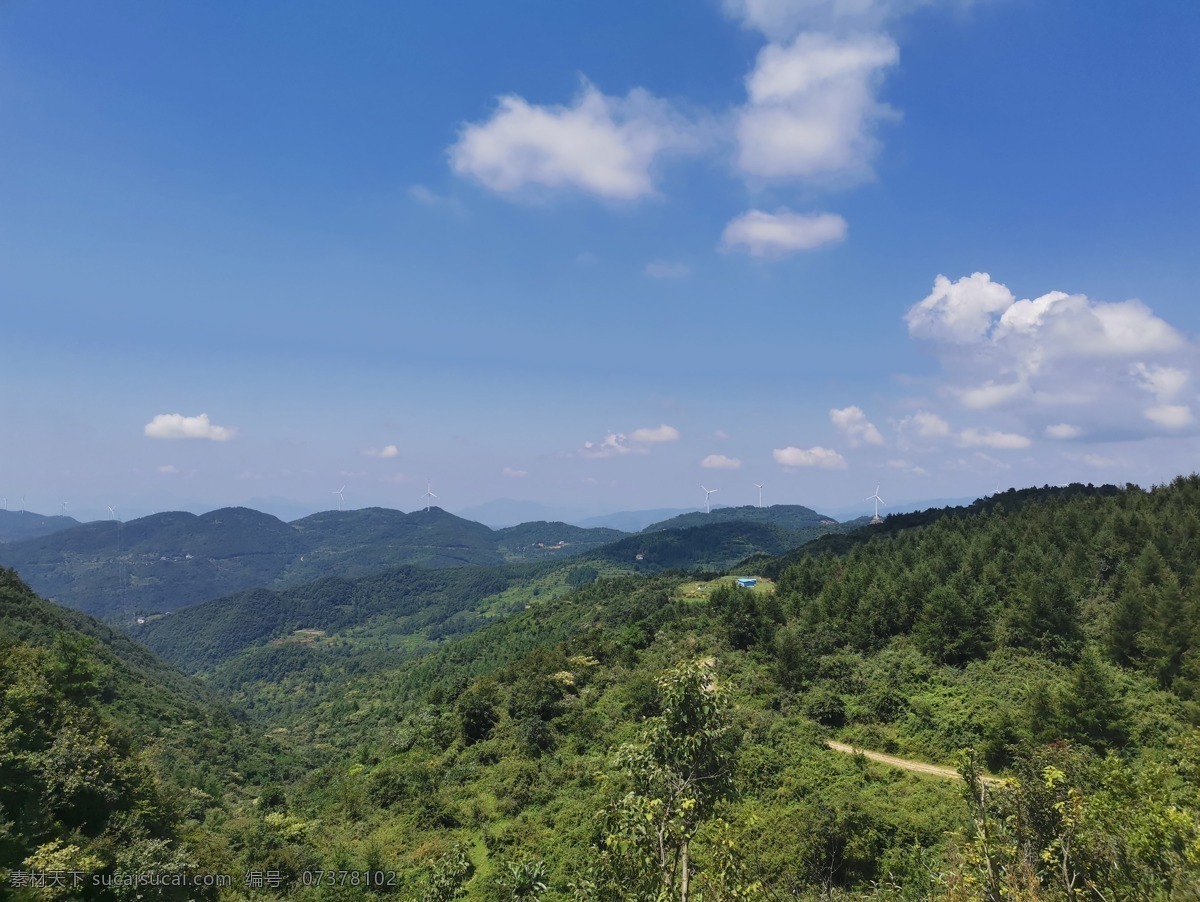 青山绿水图片 蓝天 白云 发电 风车 青山 自然景观 山水风景