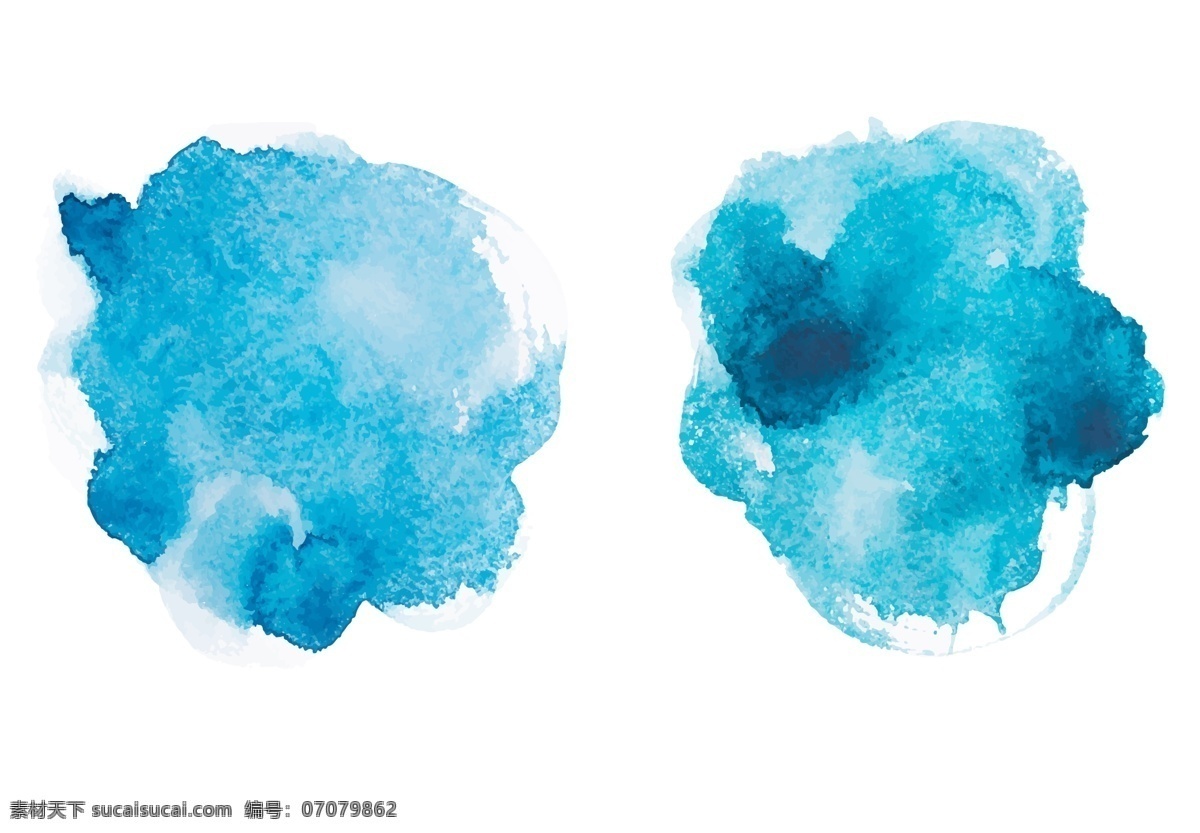 蓝色水墨 墨点 水墨 蓝色 白色