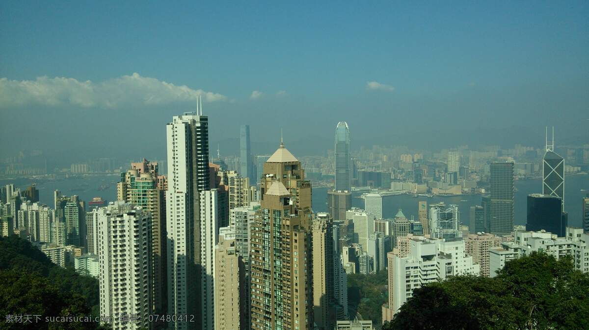 香港建筑风光 维多利亚港 香港风景 香港旅游 旅游摄影 香港建筑 国内旅游 青色 天蓝色