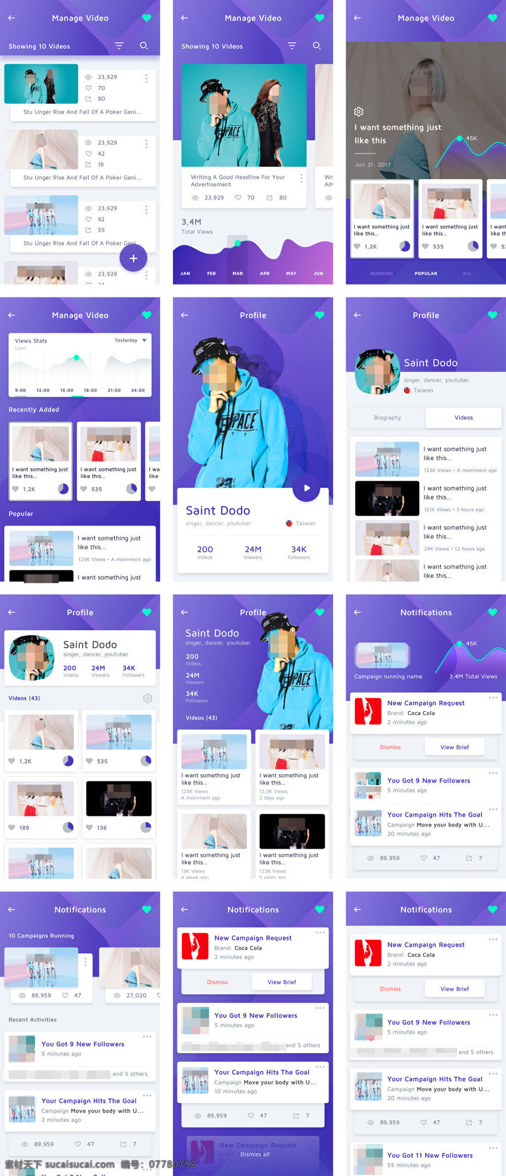视频 管理 资料 通知 界面 sketch 卡片 主页 提醒 列表 指数 视频管理 消息列表