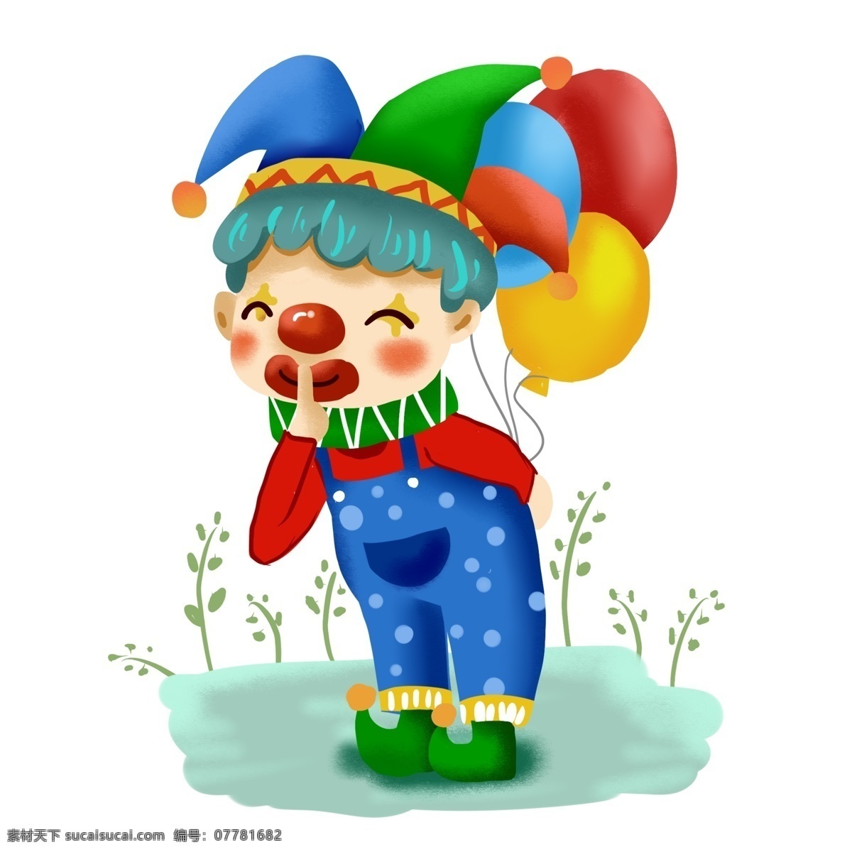 卡通 可爱 小丑 搞 怪 调皮 气球 搞怪 拿气球 人物