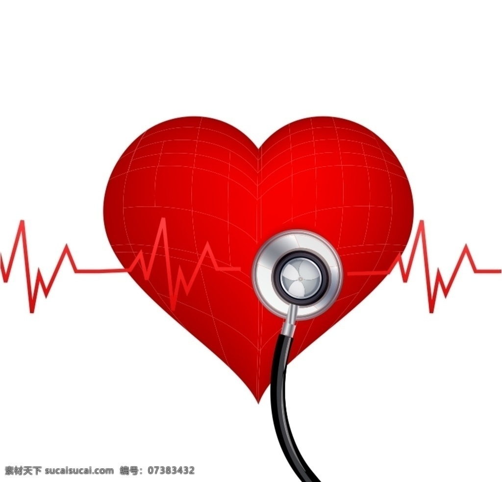 心脏图片 心脏 听诊器 心电图 矢量 矢量素材 医院 医疗 设计素材