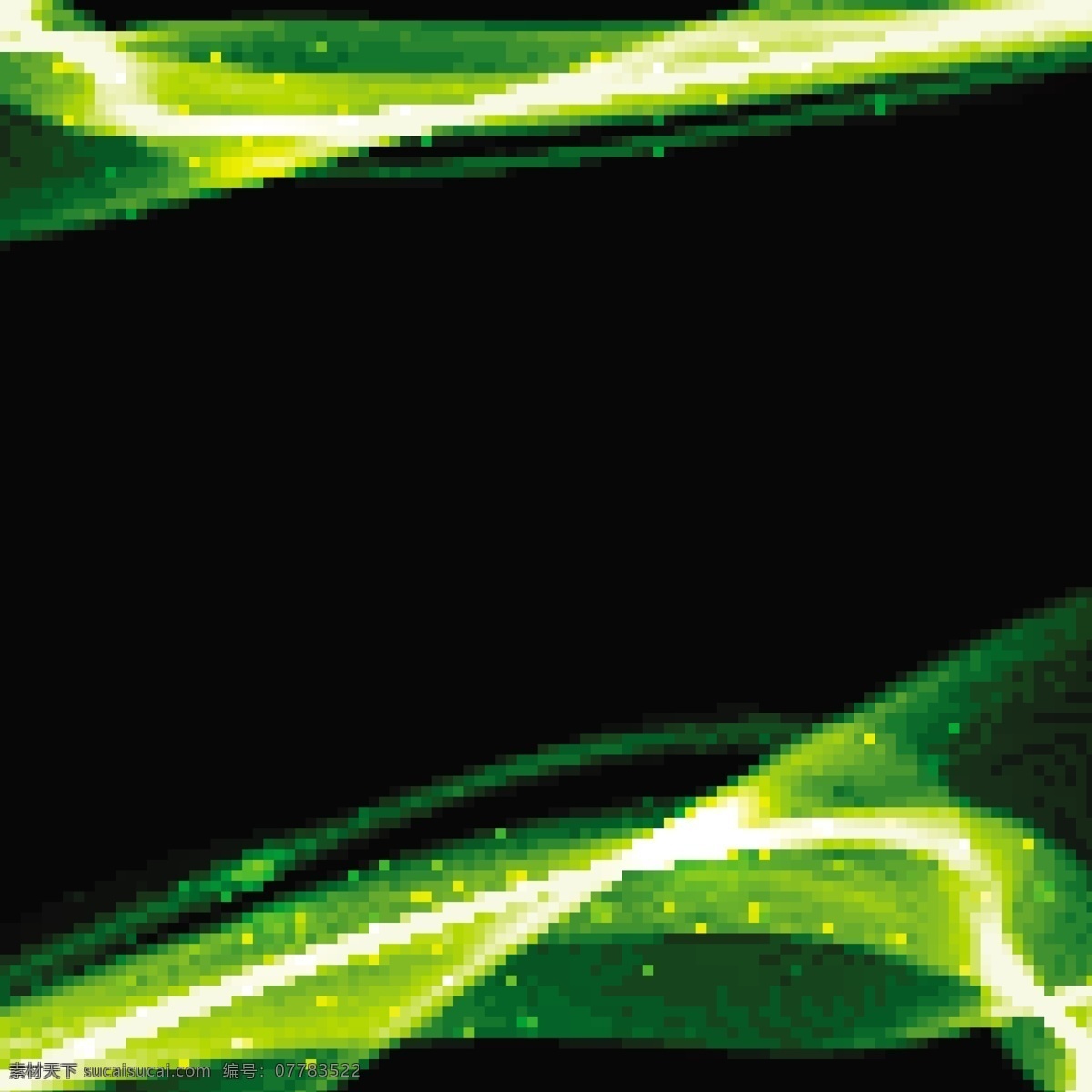 黑色 背景 上 亮 绿色 波浪形 线条 抽象 技术 光线 波浪 形状 烟雾 霓虹灯 能量 灯光 现代 闪耀 装饰 力量 未来主义 辉光 流动 抽象的形状