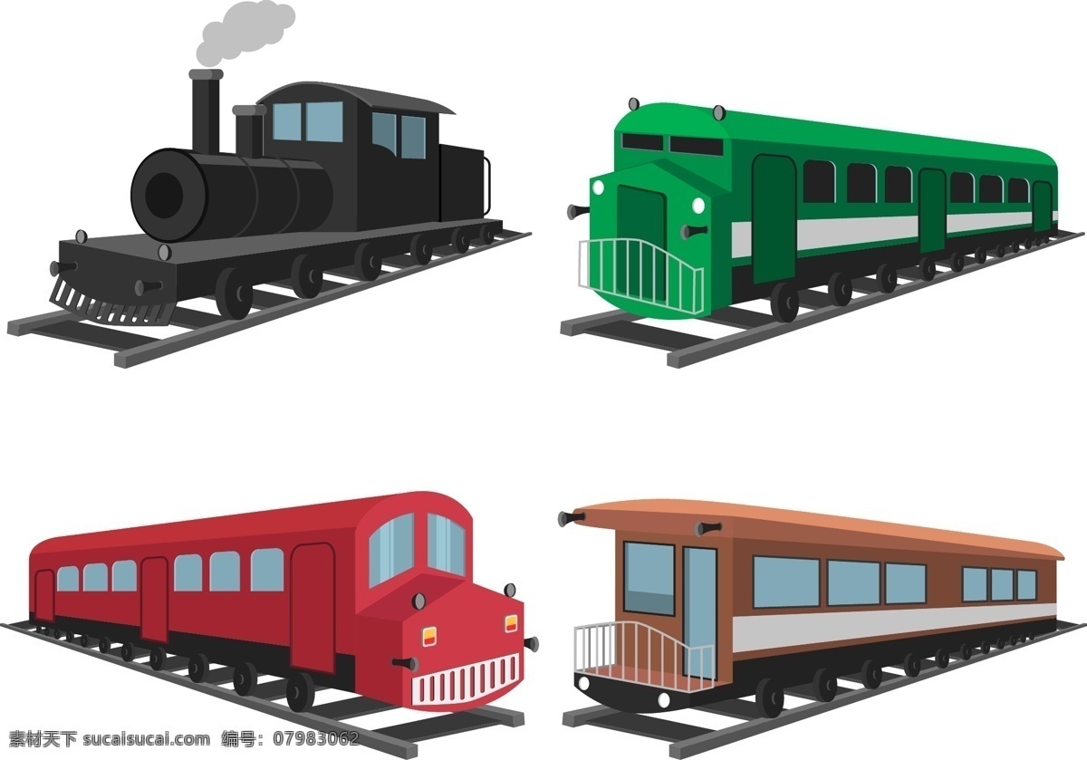小火车 卡通火车 矢量火车图 高铁 卡通高铁 矢量高铁图 动车 卡通动车 矢量动车图 火车轨道 交通工具 交通出行 火车站 站台 玩具火车 卡通设计