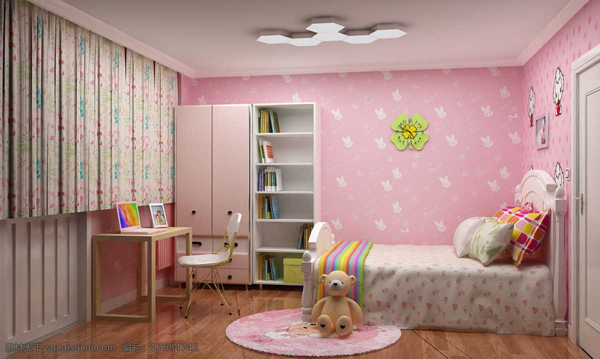 室内设计 儿童房 可爱儿童房 空间设计 宝宝房间 3d设计 3d作品