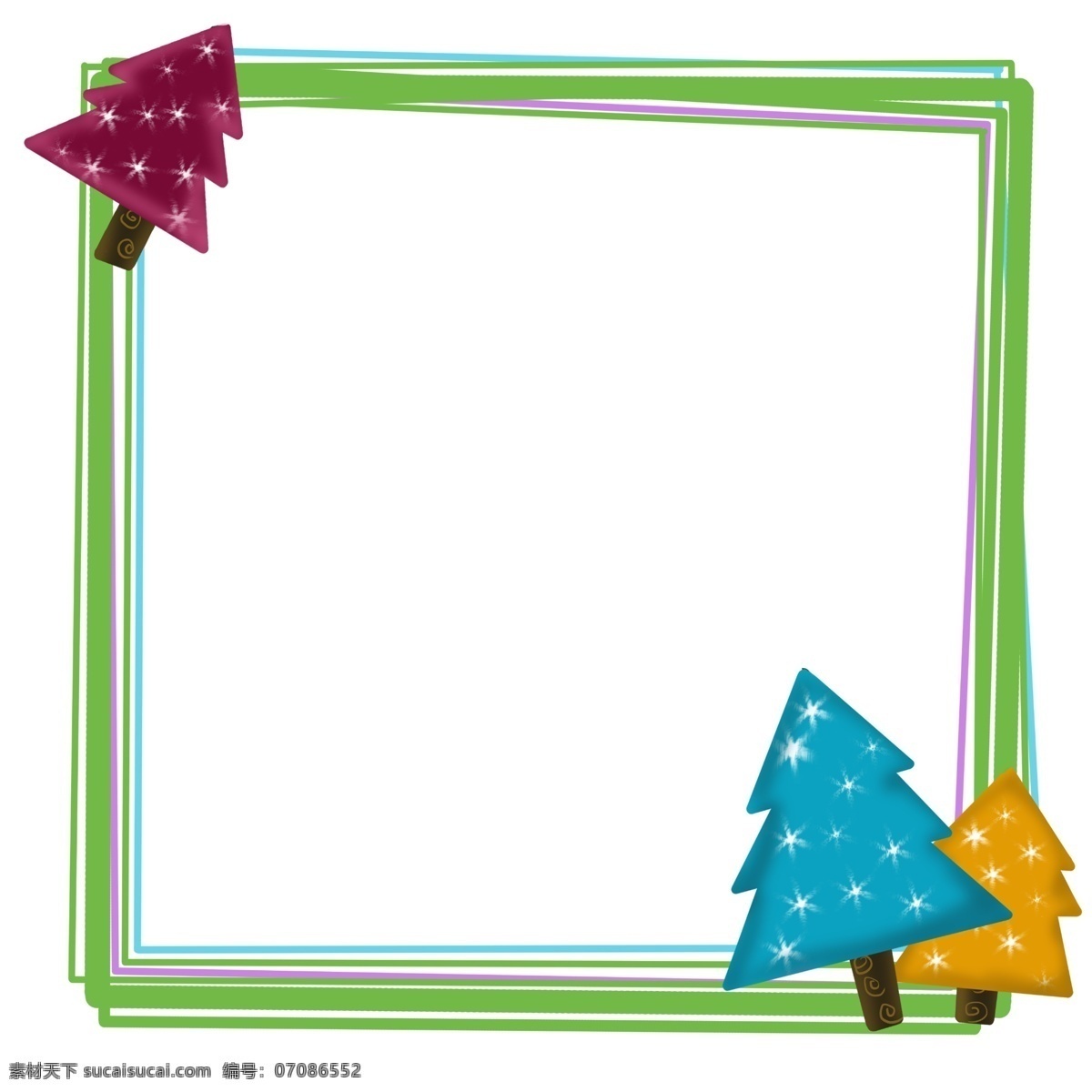 绿色 圣诞树 边框 唯美边框 边框插画 手绘边框 边框装饰 绿色的边框 漂亮的植物