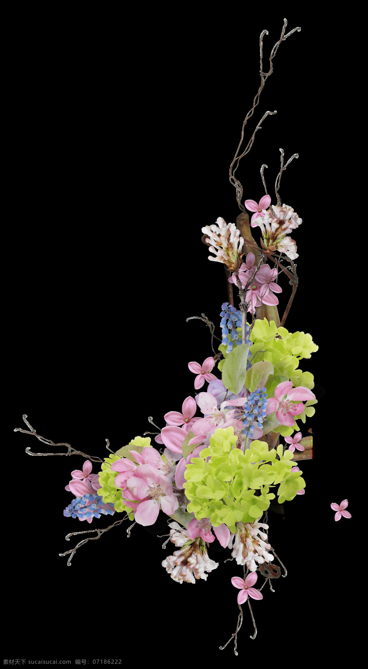 手绘 茂盛 锦 束 繁花 透明 植物 绿叶 花朵 繁多 透明素材 免扣素材 装饰图片