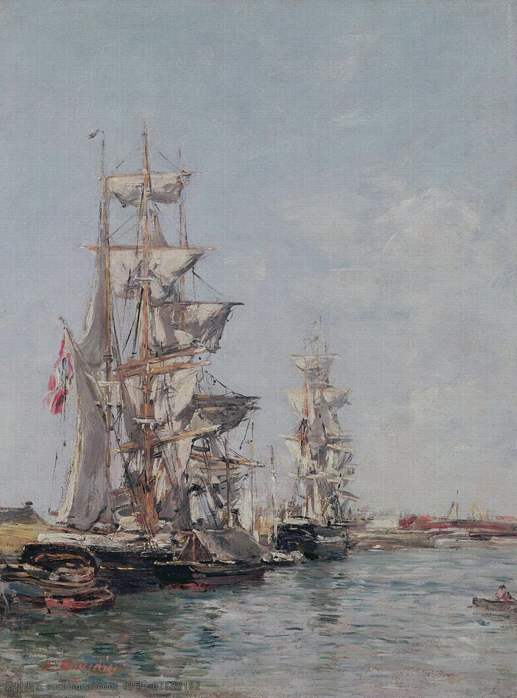 轮船 靠岸 油画 轮船靠岸油画 精美油画 装饰素材