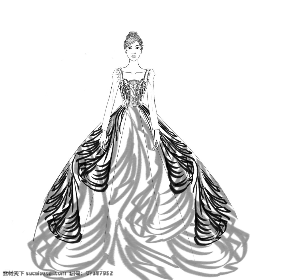 婚纱礼服图片 婚纱 礼服 插画 手绘 创意 新娘