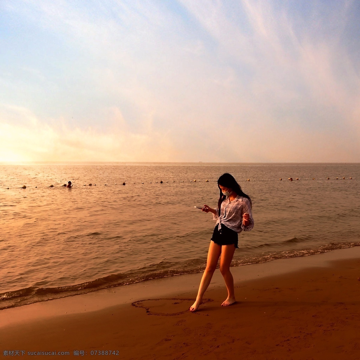心海 海边少女 沙滩少女 少女 画心 海边 沙画 美食 旅游摄影 人文景观
