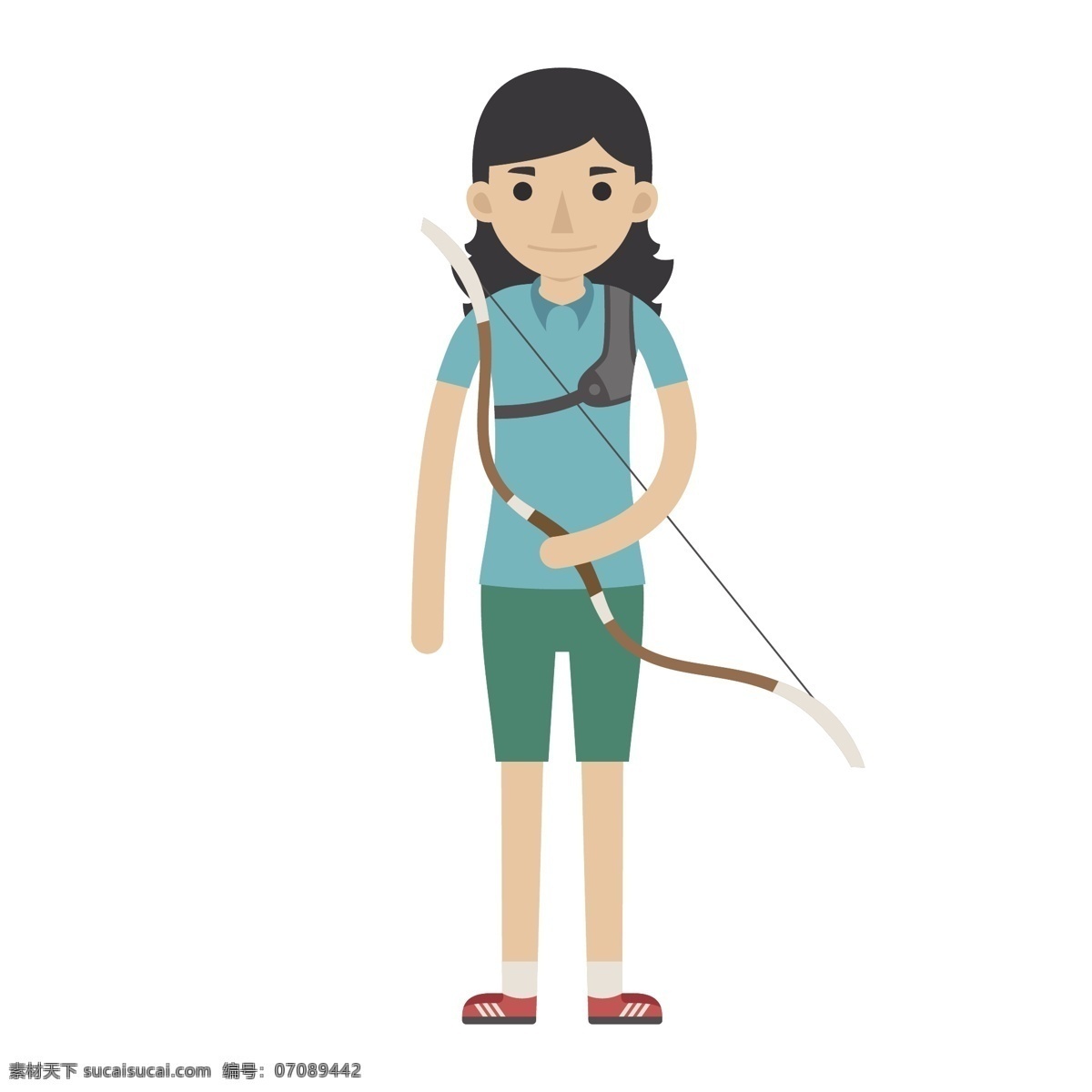 卡通 女 射击 手 矢量 体育 卡通女孩 运动员 射击手 射击运动员 女性 女性运动员 卡通运动员 卡通射箭