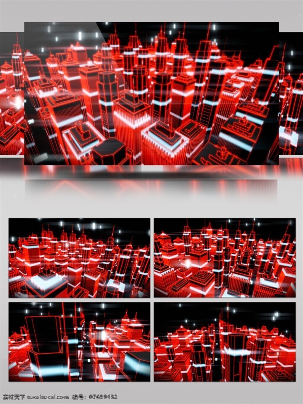 红色 摩天大楼 全方位 影像 视频 360度 环绕 灯光 视频素材 动态视频素材