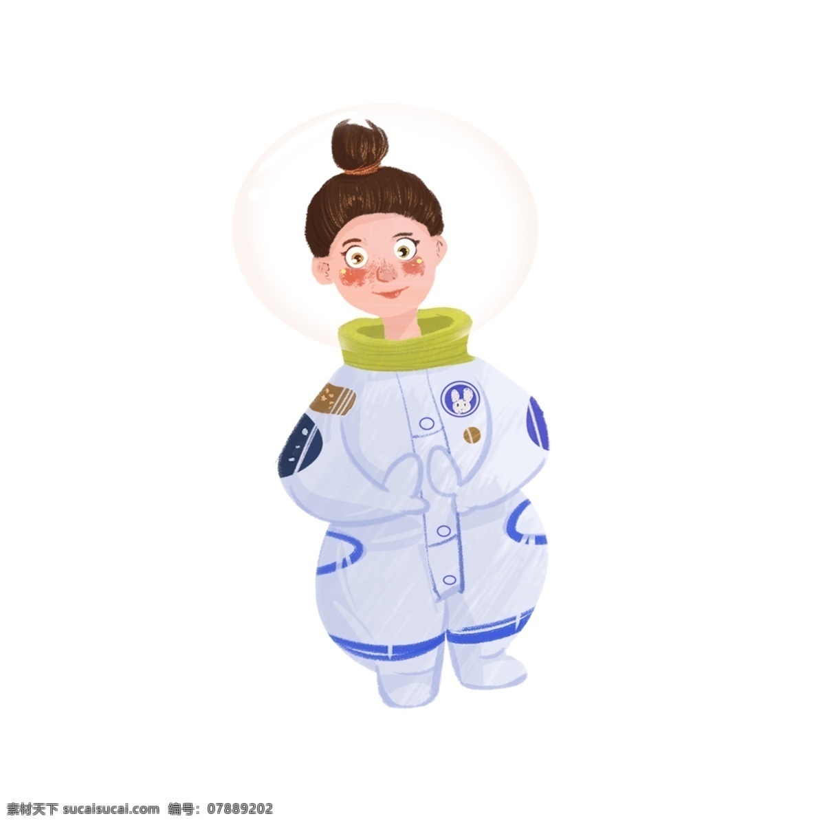 位 女性 太空人 卡通 背景 元素 科技 探索