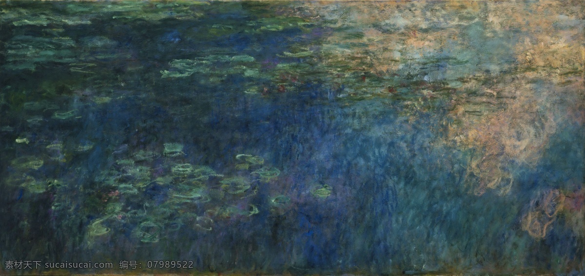 风景 建筑 田园 植物 水景 印象 画派 写实主义 油画 装饰画 pond waterlily the clouds of reflections 装饰素材