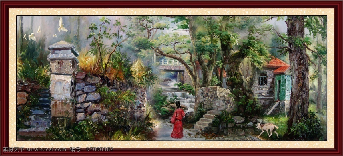 风景 油画 室内 装饰画 室内装饰画 古镇风景 风景画 无框画 中式装饰 沙发背景挂画 挂画 壁画 壁挂 墙绘 立体装饰画 背景图片设计 美术作品 底纹边框 背景底纹