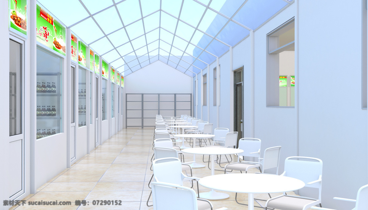 食堂阳光房 阳光房 食堂 3d 模型 工装 环境设计 室内设计