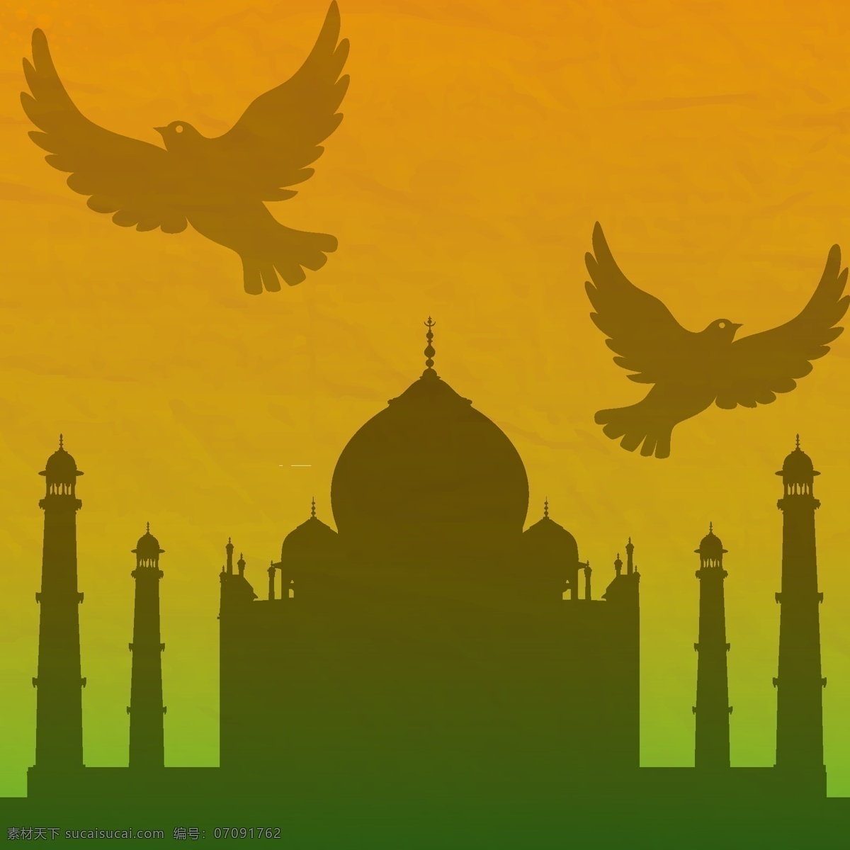 具有 梯度 背景 印度 建筑 轮廓 鸽子 爱国 纪念碑 共和国 棕色