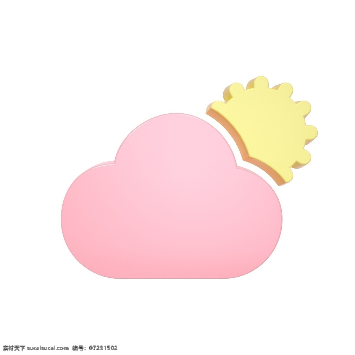 柔 色 天气 类 立体 图标 多云 c4d 3d 柔色 粉色 天气类图标 通用图标装饰 可爱 常用