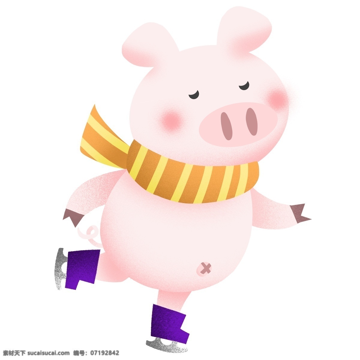 猪年 动物 猪 卡通 可爱 插画 剪纸 风 形象 插图