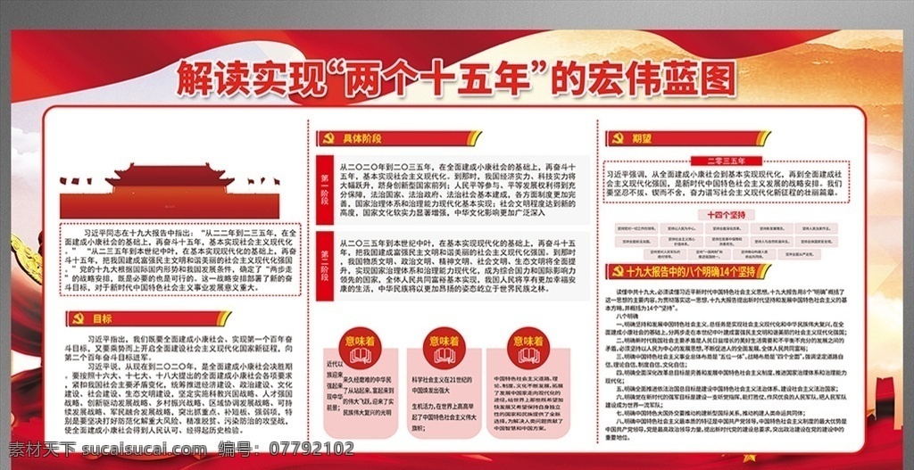 两个 十 五 年 宣传 展板 奋斗十五年 宣传栏 十九大 十九大展板 十九大宣传栏 十九大报告 精神 十九大精神 学习十九大 贯彻十九大 十九大新时代 总书记报告 小康社会 社会主义 现代化 精神文明 现代社会治理 生态环境 美丽中国 生态文明 物质文明 政治文明 法治 两个十五年 战略 十九大关键词 十九大图解 展板模板