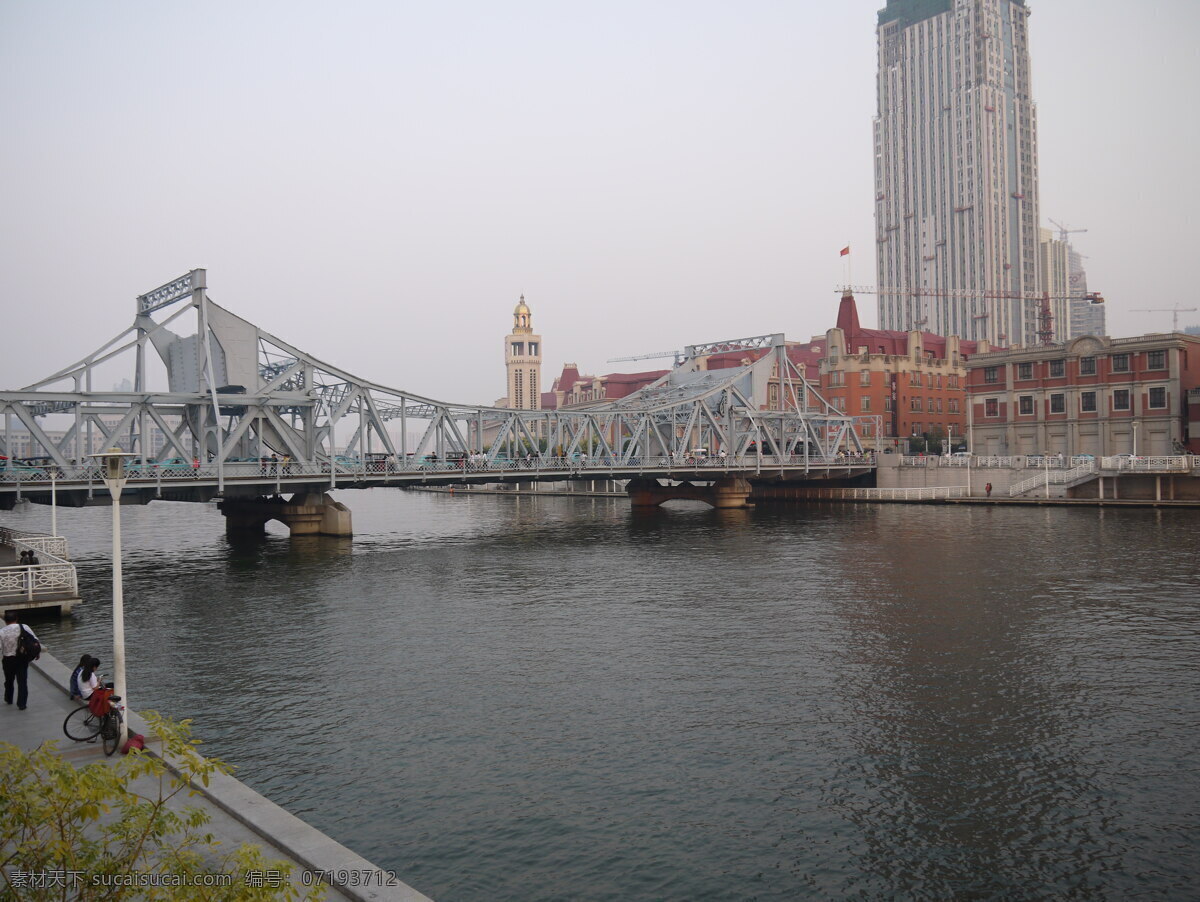 天津解放桥 天津 解放桥 火车站 海河 桥 自然景观 建筑景观
