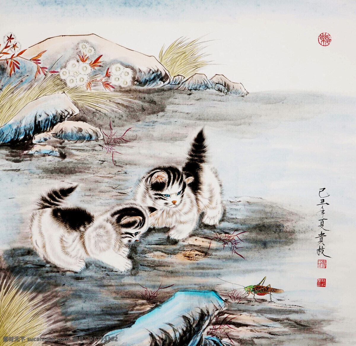 虫子 工笔画 国画艺术 花朵 绘画 绘画书法 猫 美术 猫趣设计素材 猫趣模板下载 猫趣 中国画 水墨画 动物画 花猫 灵性 敏捷 野外 野草 石头 书法 印章 国画集25 文化艺术 家居装饰素材 雕刻 图案