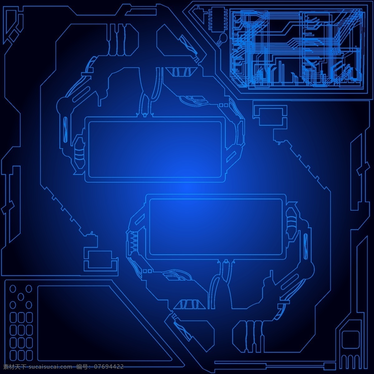 蓝色科技背景 蓝色梦幻背景 科技背景 创意抽象背景 电路图背景 底纹边框 矢量素材 黑色