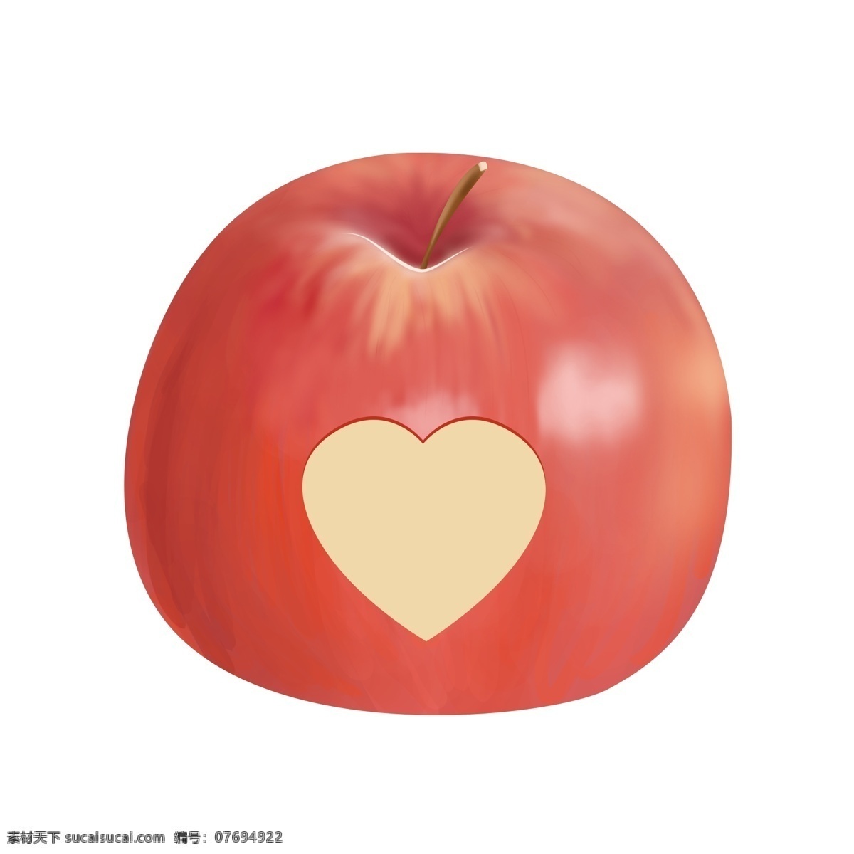 平安夜 苹果 爱心 果肉 形状 装饰 图案 圣诞节 红色 可爱 清新 插画 水果 设计元素 礼物 手绘