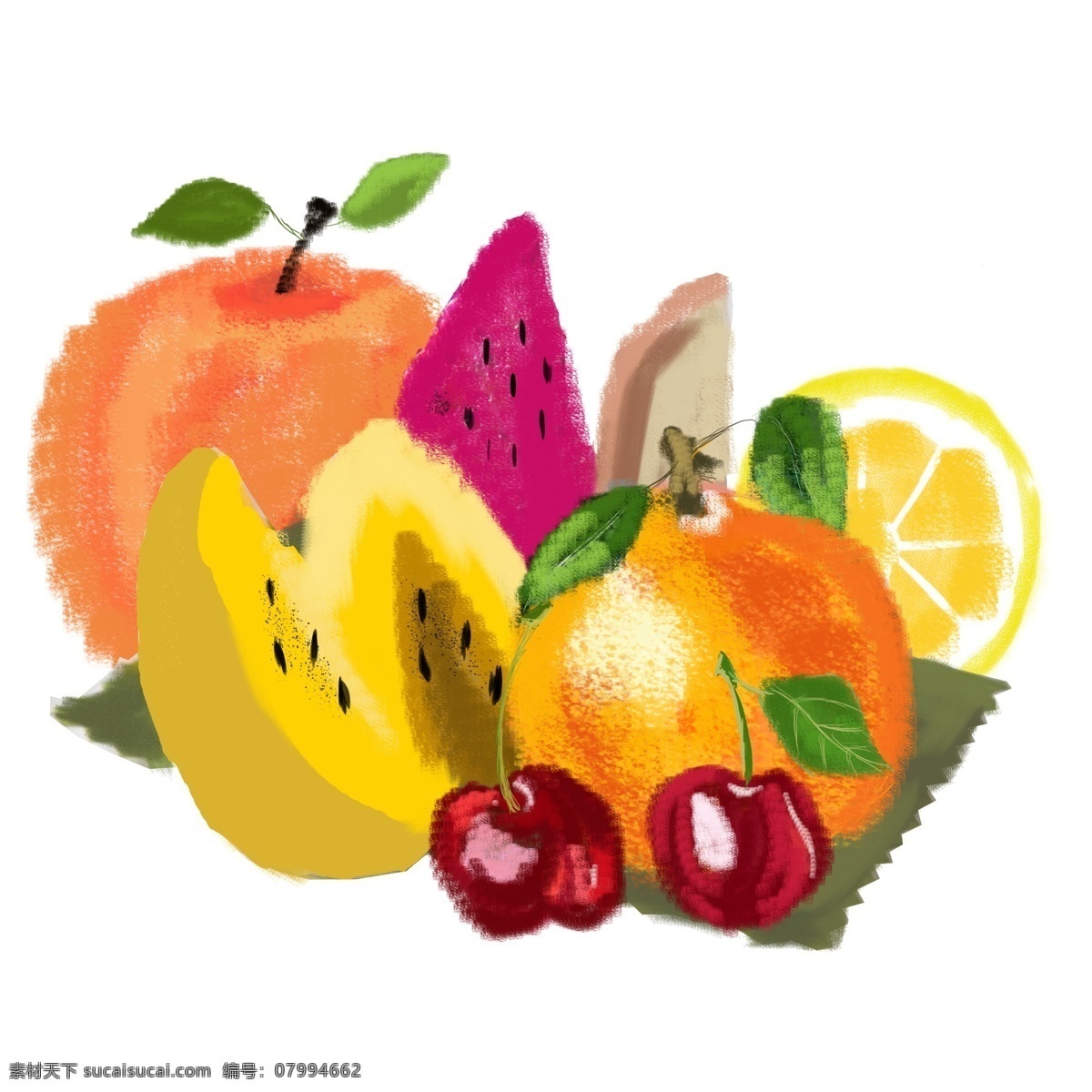 丰收 节 彩色 水果 系列 插画 销售 丰收节 彩色水果系列 水果插画 苹果 樱桃 火龙果 商标水果插画 橘子水蜜桃