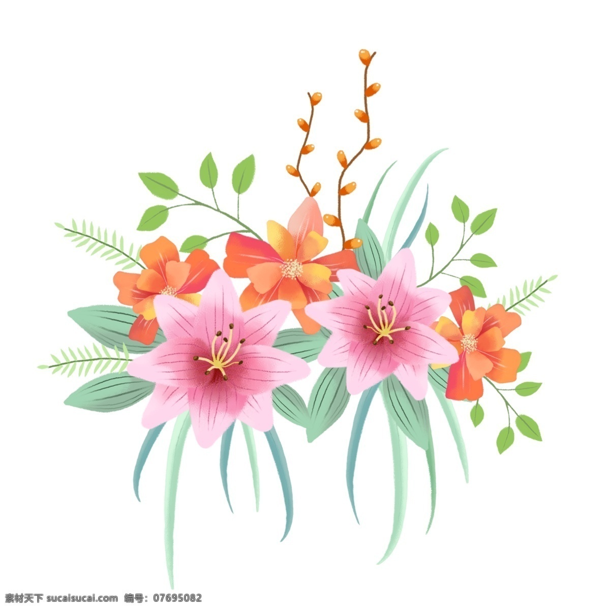 装饰 手绘 清新 唯美 卡通 花卉 植物 花束 花朵 浪漫 花 节日 约会