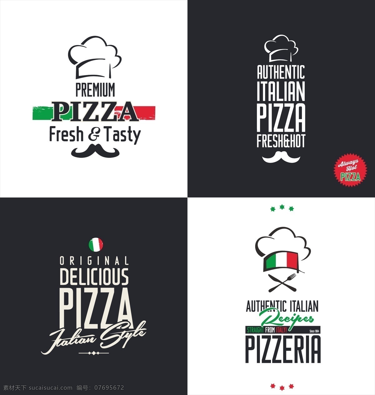 创意披萨标志 披萨标志 披萨美食 披萨图标 意大利披萨 标志图标 矢量素材 白色