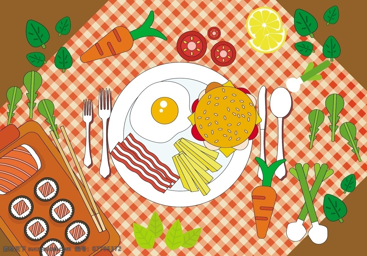 手绘 食物 美食 插画 美食插画 食物美食 手绘食物 手绘插画 矢量素材 快餐